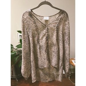 Urban Outfitters Low Cut Leopard Blouse
